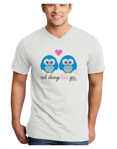 Owl Always Love You - Blue Owls Adult V-Neck T-shirt by TooLoud-Mens V-Neck T-Shirt-TooLoud-White-Small-Davson Sales