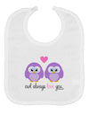 Owl Always Love You - Purple Owls Baby Bib by TooLoud