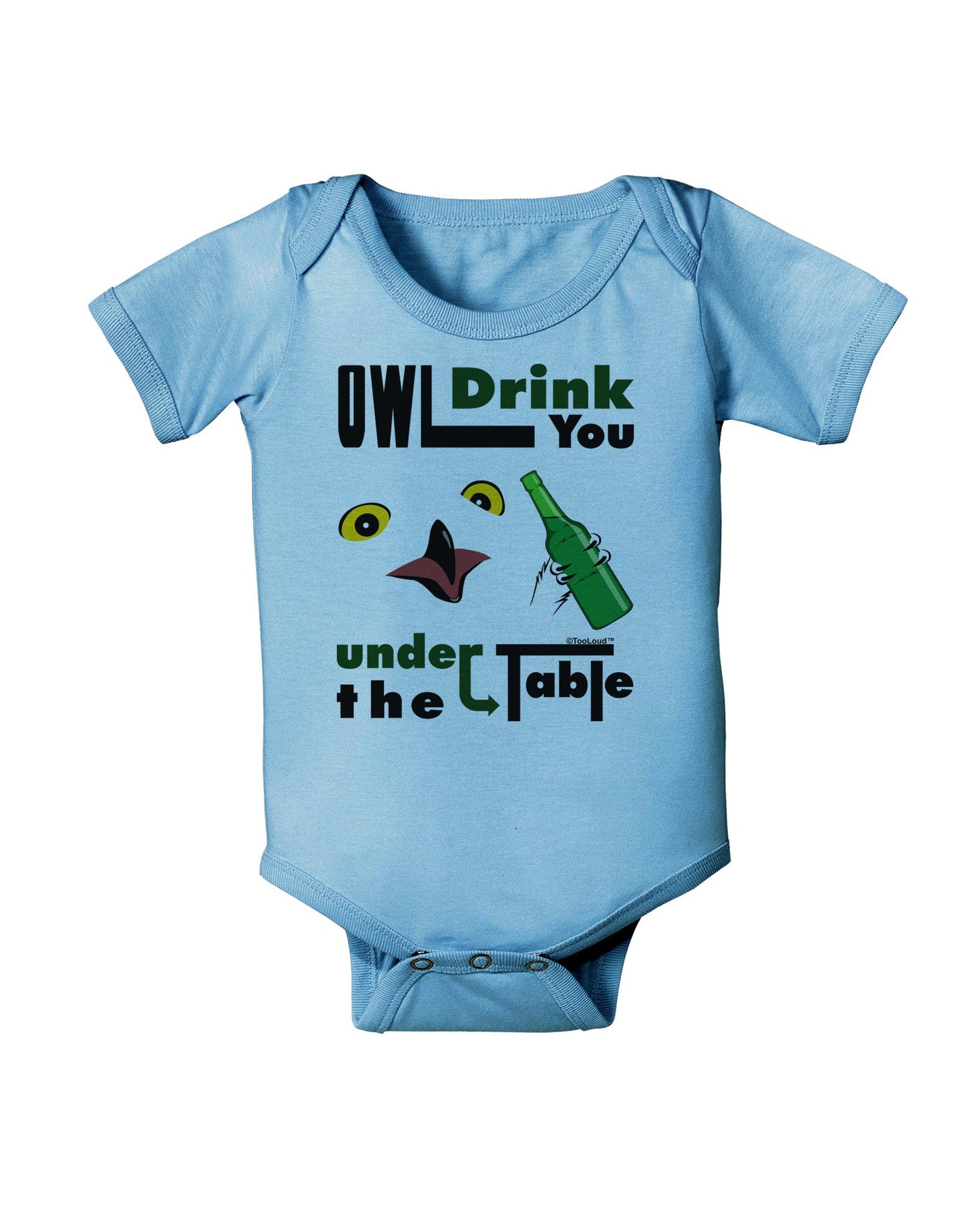 Owl Drink You Under the Table Baby Romper Bodysuit-Baby Romper-TooLoud-LightBlue-06-Months-Davson Sales