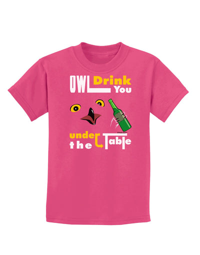 Owl Drink You Under the Table Childrens Dark T-Shirt-Childrens T-Shirt-TooLoud-Sangria-X-Small-Davson Sales