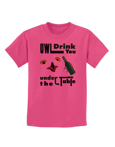 Owl Drink You Under the Table Childrens T-Shirt-Childrens T-Shirt-TooLoud-Sangria-X-Small-Davson Sales