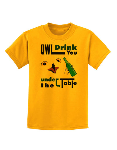 Owl Drink You Under the Table Childrens T-Shirt-Childrens T-Shirt-TooLoud-Gold-X-Small-Davson Sales