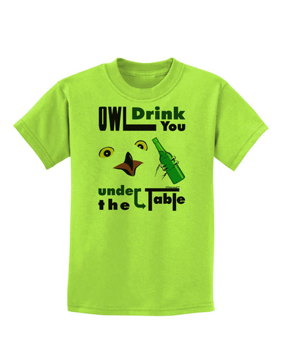 Owl Drink You Under the Table Childrens T-Shirt-Childrens T-Shirt-TooLoud-Lime-Green-X-Small-Davson Sales