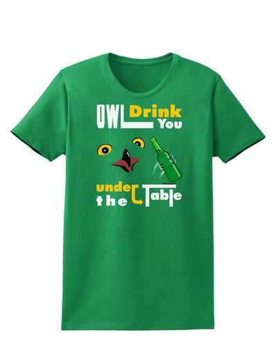 Owl Drink You Under the Table Womens Dark T-Shirt-TooLoud-Kelly-Green-X-Small-Davson Sales