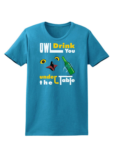 Owl Drink You Under the Table Womens Dark T-Shirt-TooLoud-Turquoise-X-Small-Davson Sales