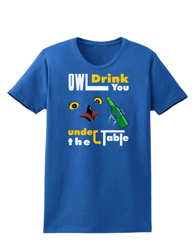 Owl Drink You Under the Table Womens Dark T-Shirt-TooLoud-Royal-Blue-X-Small-Davson Sales