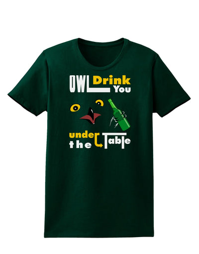 Owl Drink You Under the Table Womens Dark T-Shirt-TooLoud-Forest-Green-Small-Davson Sales