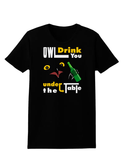 Owl Drink You Under the Table Womens Dark T-Shirt-TooLoud-Black-X-Small-Davson Sales