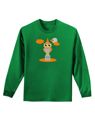 Owl Orange Adult Long Sleeve Dark T-Shirt-TooLoud-Kelly-Green-Small-Davson Sales