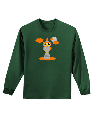 Owl Orange Adult Long Sleeve Dark T-Shirt-TooLoud-Dark-Green-Small-Davson Sales