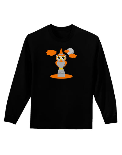 Owl Orange Adult Long Sleeve Dark T-Shirt-TooLoud-Black-Small-Davson Sales