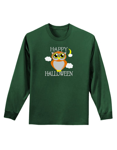 Owl Orange Text Adult Long Sleeve Dark T-Shirt-TooLoud-Dark-Green-Small-Davson Sales