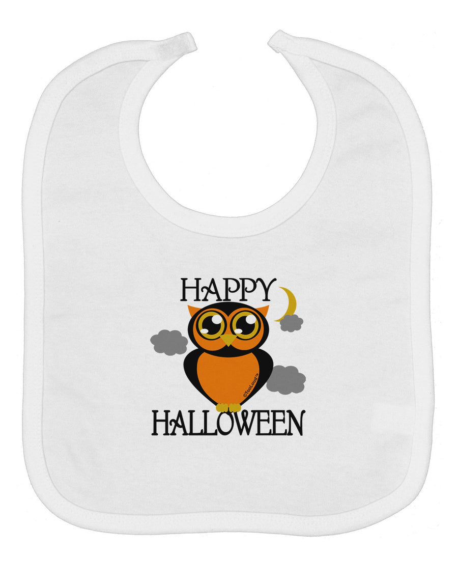 Owl Orange Text Baby Bib