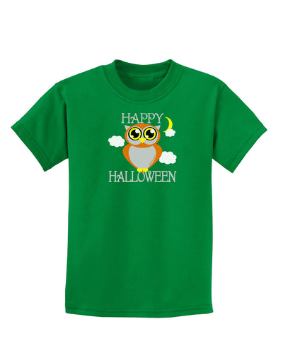 Owl Orange Text Childrens Dark T-Shirt-Childrens T-Shirt-TooLoud-Kelly-Green-X-Small-Davson Sales