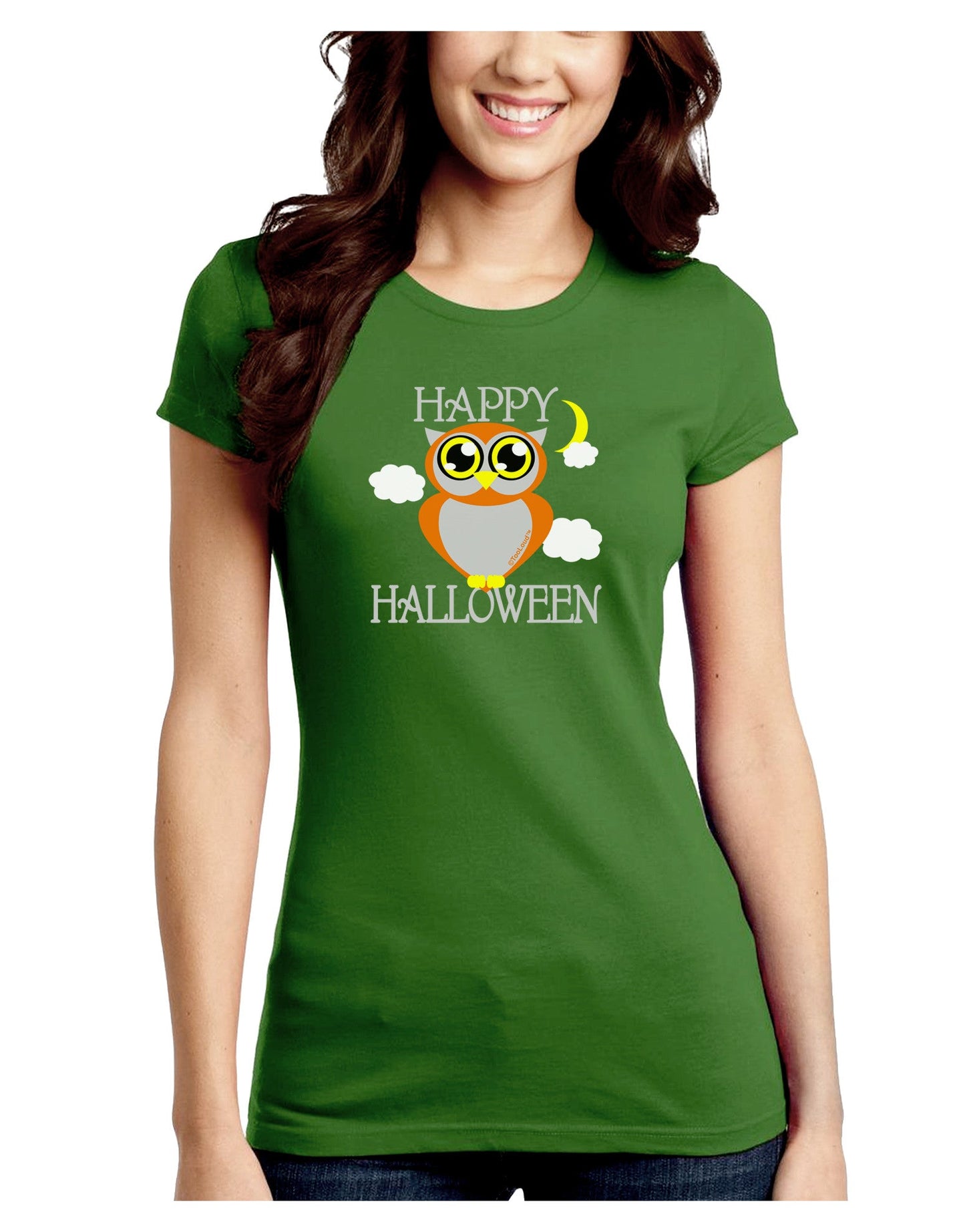 Owl Orange Text Juniors Crew Dark T-Shirt-T-Shirts Juniors Tops-TooLoud-Kiwi-Green-Juniors Fitted Small-Davson Sales