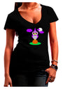 Owl Purple Juniors V-Neck Dark T-Shirt-Womens V-Neck T-Shirts-TooLoud-Black-Juniors Fitted Small-Davson Sales