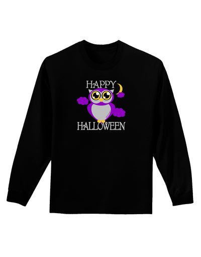 Owl Purple Text Adult Long Sleeve Dark T-Shirt-TooLoud-Black-Small-Davson Sales