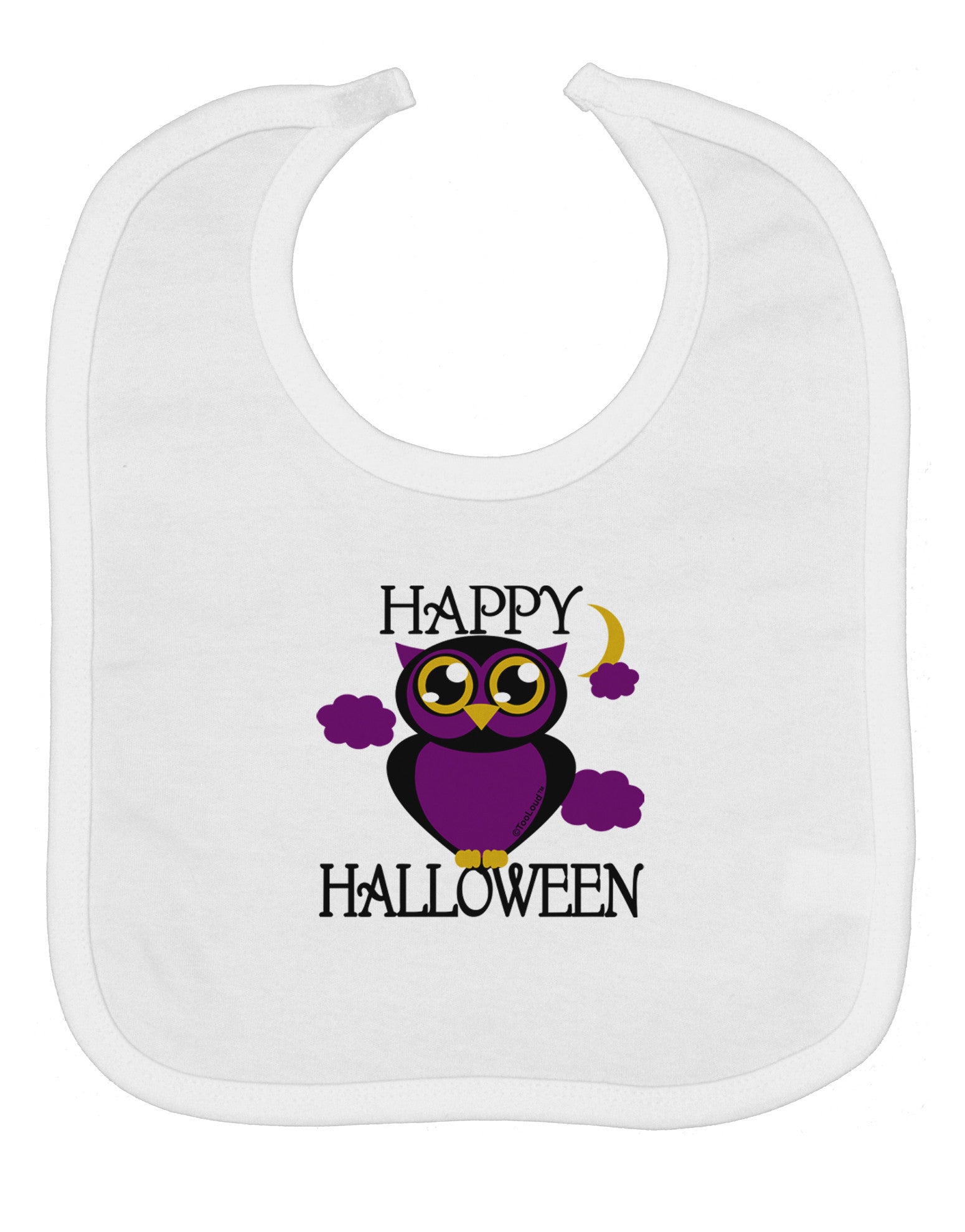 Owl Purple Text Baby Bib