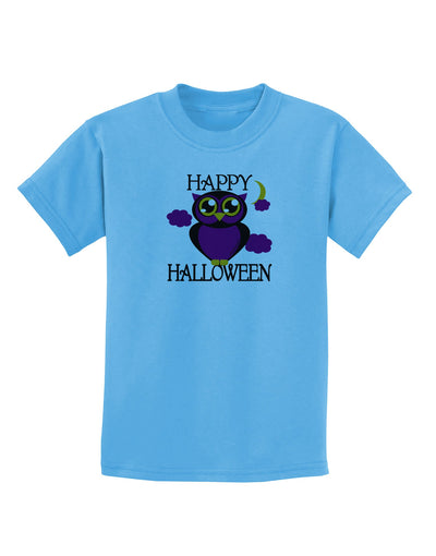 Owl Purple Text Childrens T-Shirt-Childrens T-Shirt-TooLoud-Aquatic-Blue-X-Small-Davson Sales