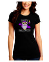 Owl Purple Text Juniors Crew Dark T-Shirt-T-Shirts Juniors Tops-TooLoud-Black-Juniors Fitted Small-Davson Sales