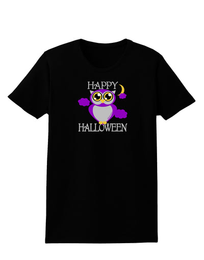 Owl Purple Text Womens Dark T-Shirt-TooLoud-Black-X-Small-Davson Sales