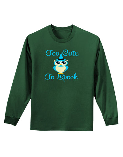 Owl Too Cute Blue Adult Long Sleeve Dark T-Shirt-TooLoud-Dark-Green-Small-Davson Sales