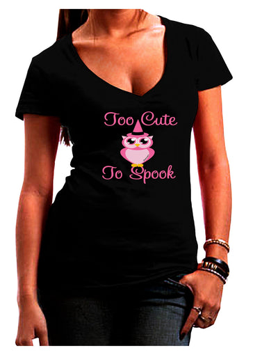 Owl Too Cute Pink Juniors V-Neck Dark T-Shirt-Womens V-Neck T-Shirts-TooLoud-Black-Juniors Fitted Small-Davson Sales