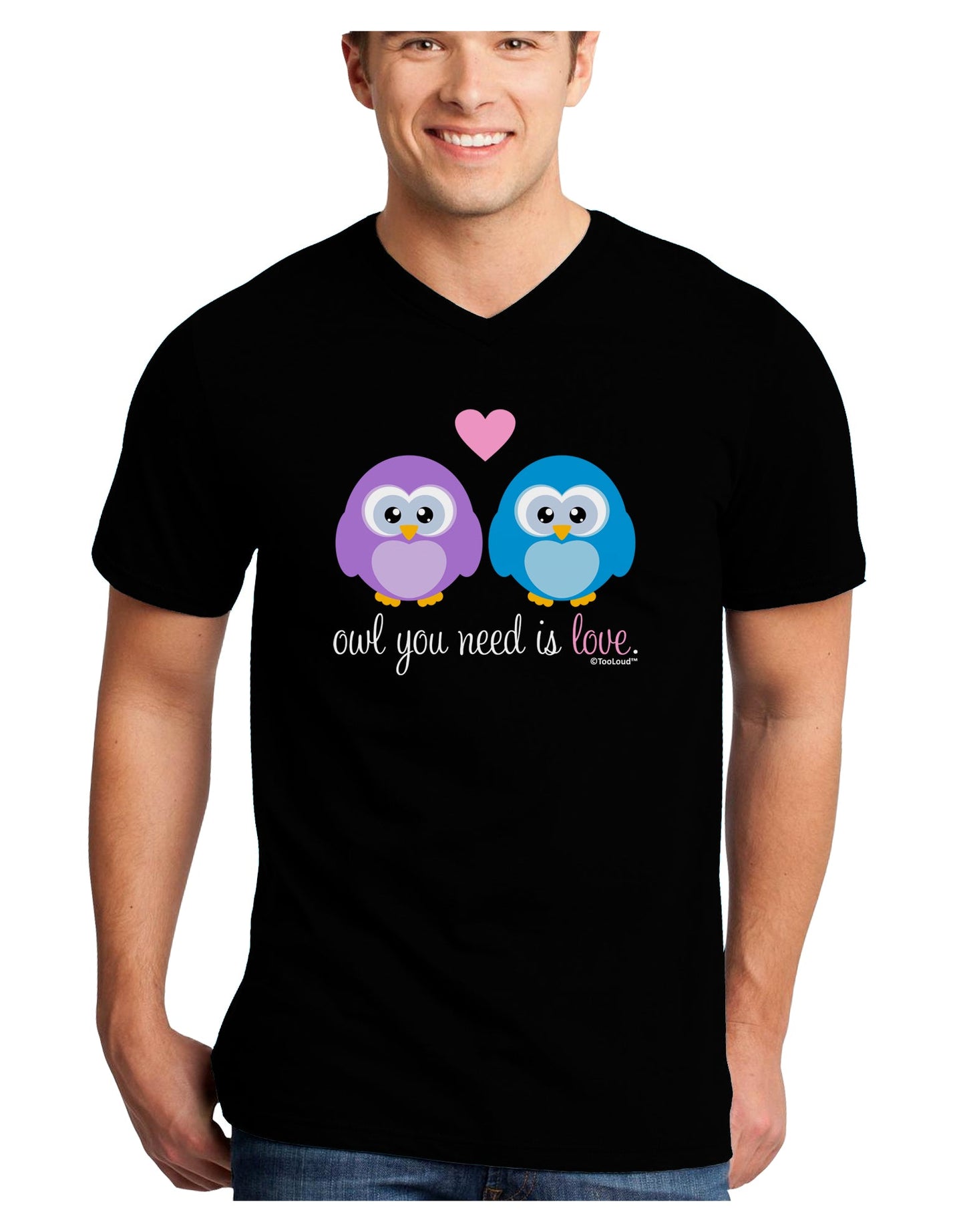 Owl You Need Is Love Adult Dark V-Neck T-Shirt by TooLoud-Mens V-Neck T-Shirt-TooLoud-Black-Small-Davson Sales