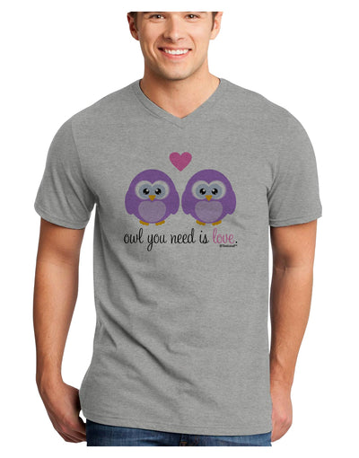 Owl You Need Is Love - Purple Owls Adult V-Neck T-shirt by TooLoud-Mens V-Neck T-Shirt-TooLoud-HeatherGray-Small-Davson Sales