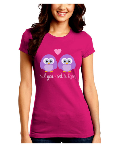 Owl You Need Is Love - Purple Owls Juniors Crew Dark T-Shirt by TooLoud-T-Shirts Juniors Tops-TooLoud-Hot-Pink-Juniors Fitted Small-Davson Sales