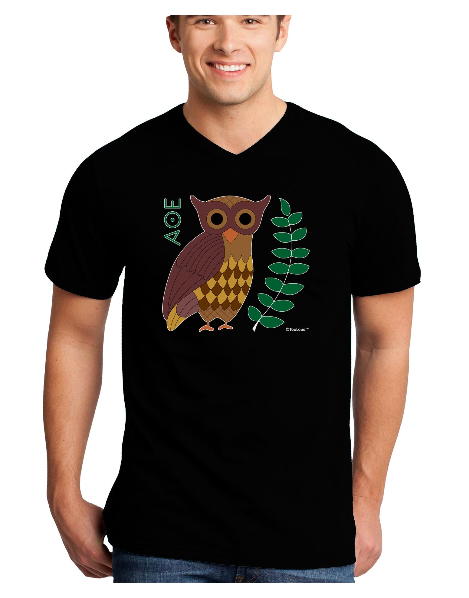 Owl of Athena Adult Dark V-Neck T-Shirt by TooLoud-Mens V-Neck T-Shirt-TooLoud-Black-Small-Davson Sales