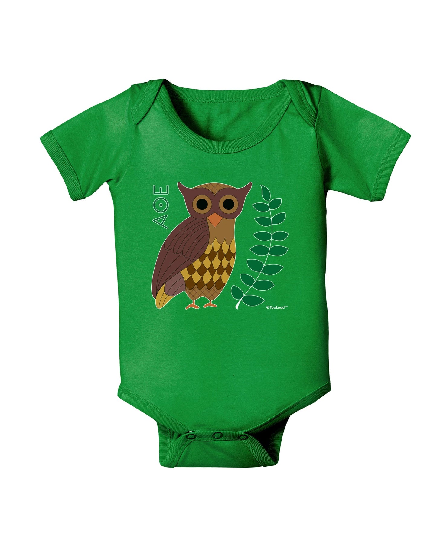 Owl of Athena Baby Romper Bodysuit Dark by TooLoud-Baby Romper-TooLoud-Clover-Green-06-Months-Davson Sales