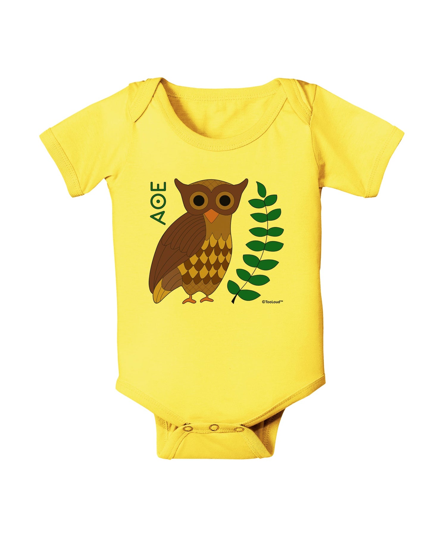 Owl of Athena Baby Romper Bodysuit by TooLoud-Baby Romper-TooLoud-Yellow-06-Months-Davson Sales