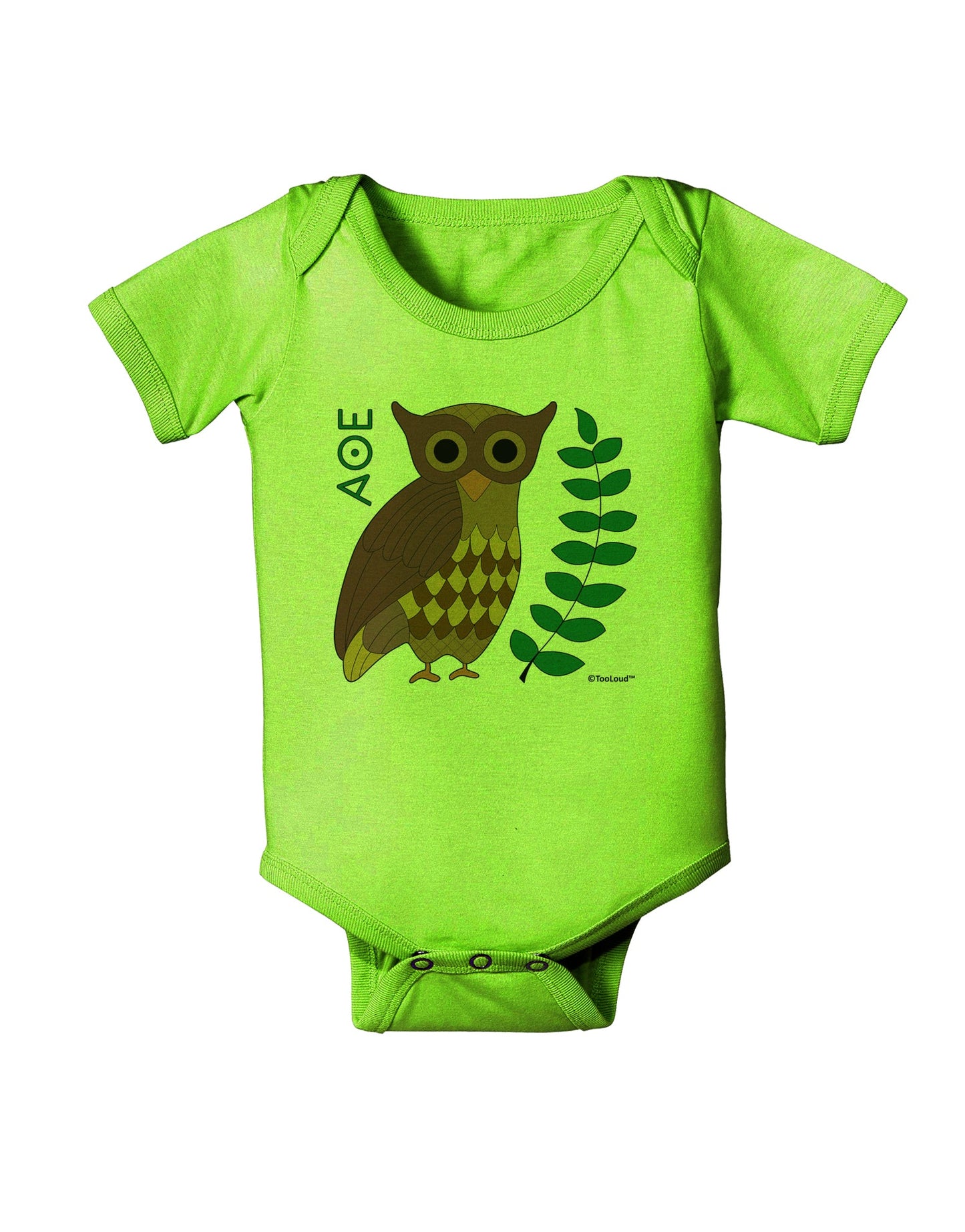 Owl of Athena Baby Romper Bodysuit by TooLoud-Baby Romper-TooLoud-Lime-Green-06-Months-Davson Sales