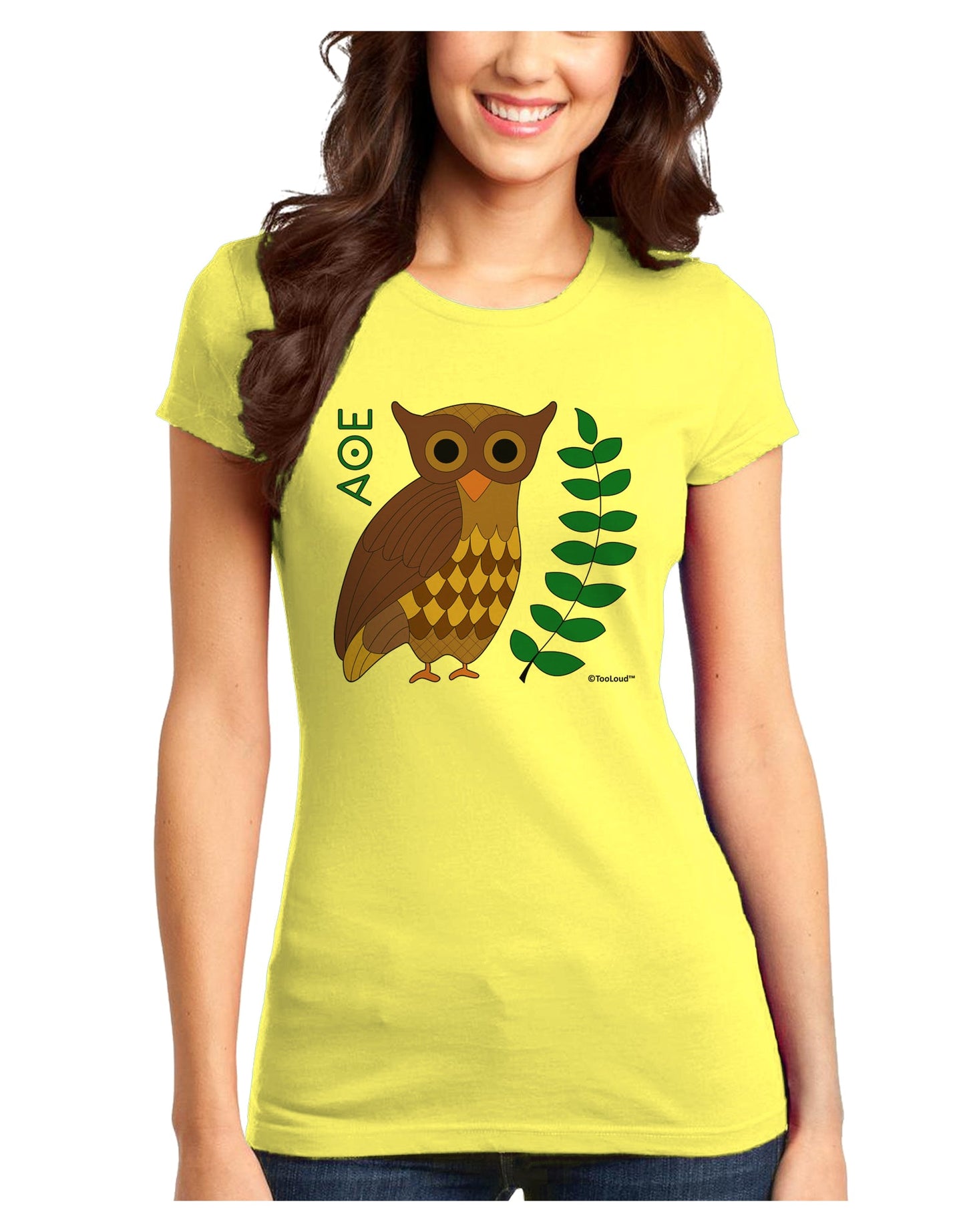Owl of Athena Juniors T-Shirt by TooLoud-Womens Juniors T-Shirt-TooLoud-Yellow-Juniors Fitted X-Small-Davson Sales