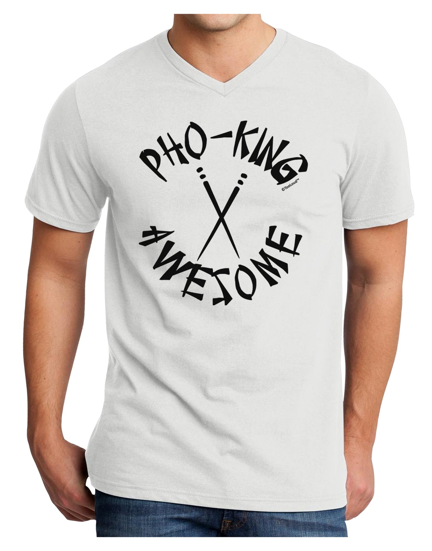 PHO KING AWESOME, Funny Vietnamese Soup Vietnam Foodie Adult V-Neck T-shirt-Mens T-Shirt-TooLoud-White-Small-Davson Sales