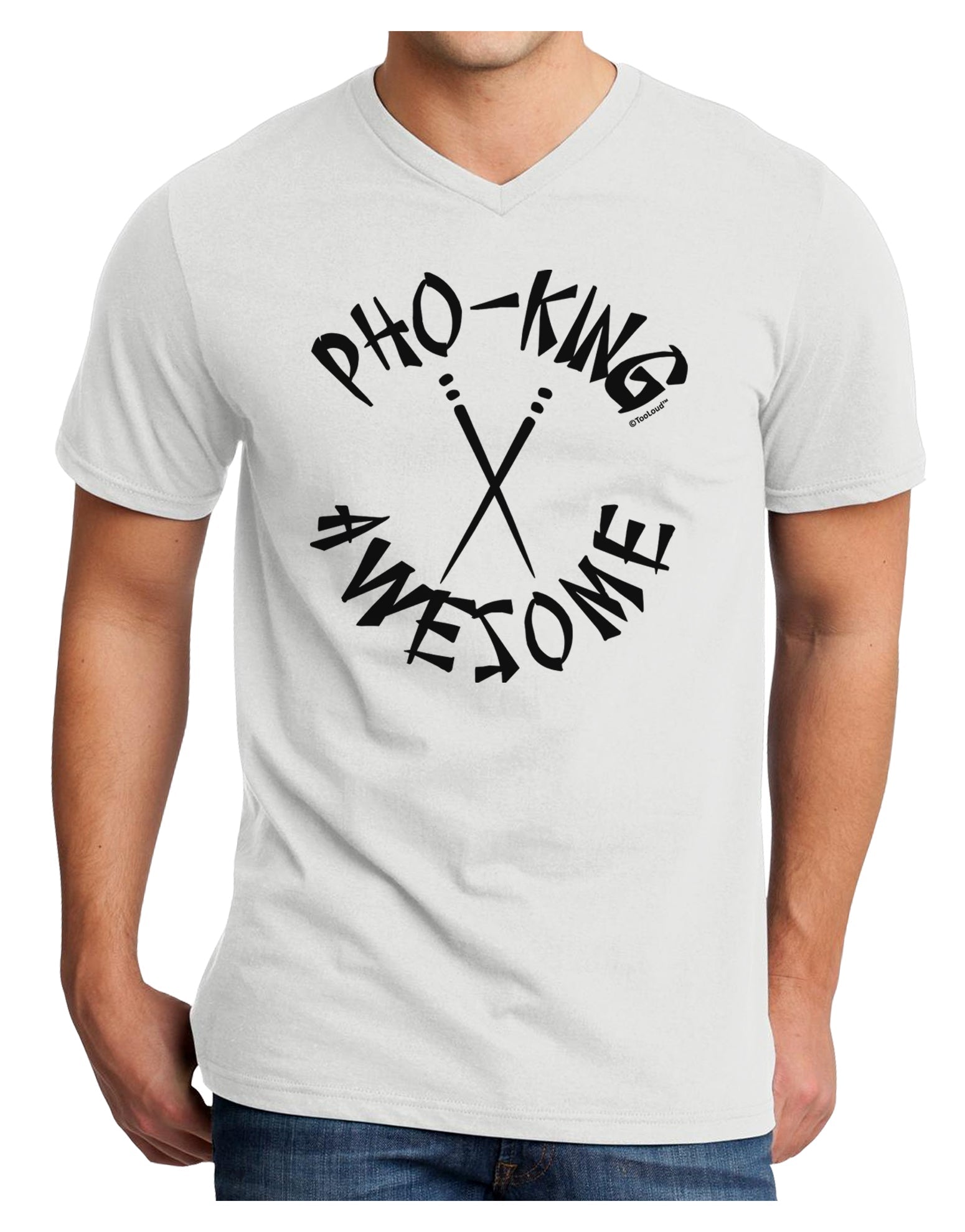 PHO KING AWESOME, Funny Vietnamese Soup Vietnam Foodie Adult V-Neck T-shirt-Mens T-Shirt-TooLoud-White-Small-Davson Sales