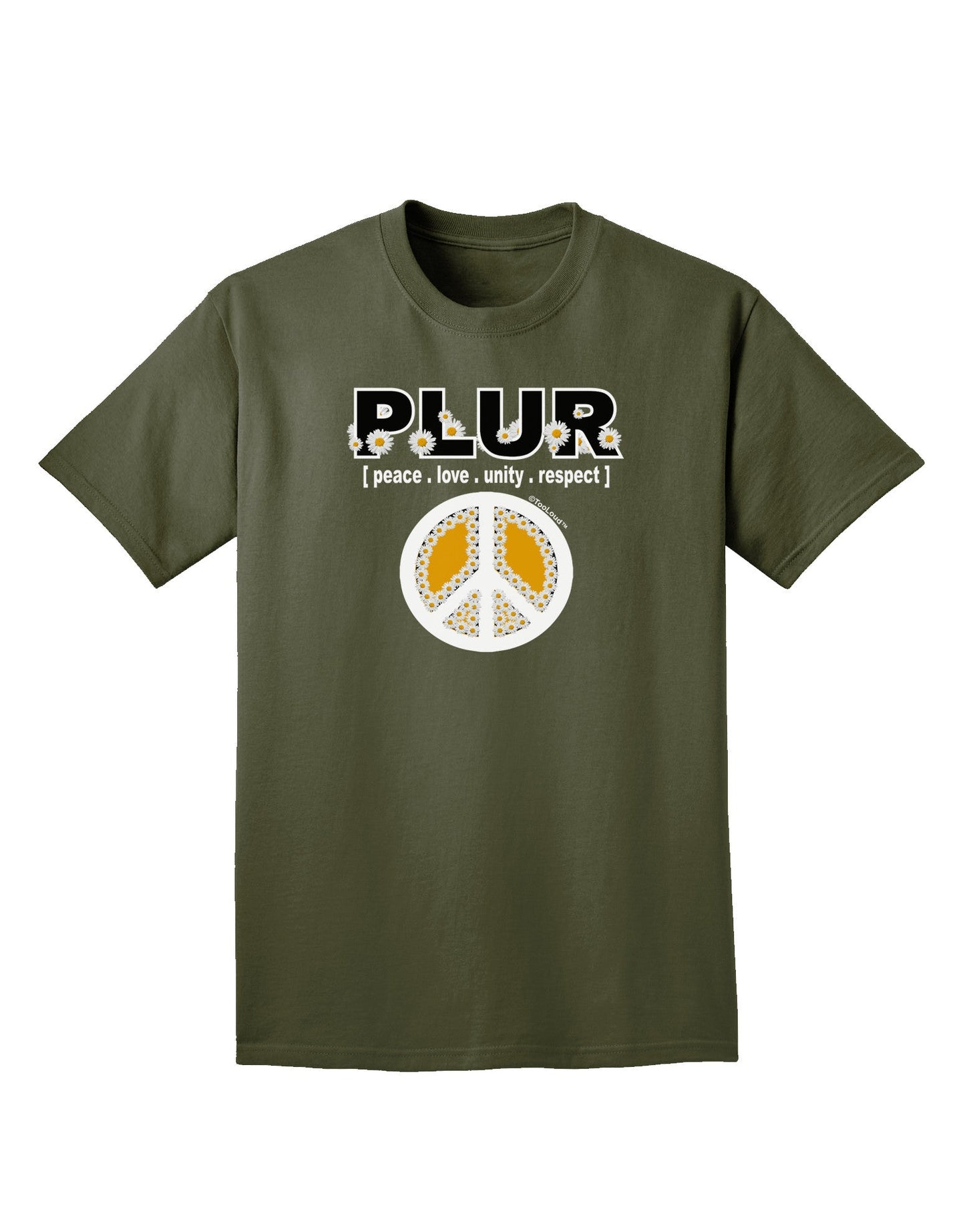 PLUR Daisies Adult Dark T-Shirt-Mens T-Shirt-TooLoud-Military-Green-Small-Davson Sales