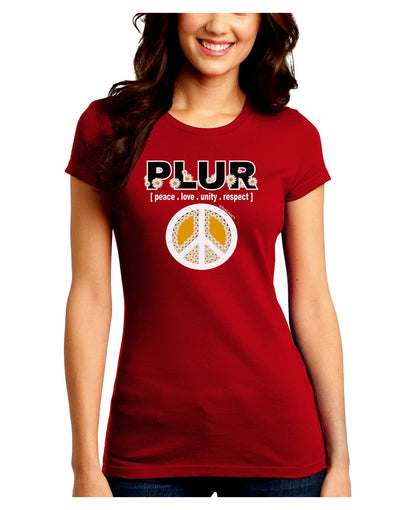 PLUR Daisies Juniors Crew Dark T-Shirt-T-Shirts Juniors Tops-TooLoud-Red-Juniors Fitted Small-Davson Sales