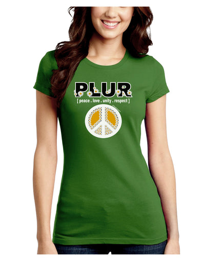 PLUR Daisies Juniors Crew Dark T-Shirt-T-Shirts Juniors Tops-TooLoud-Kiwi-Green-Juniors Fitted Small-Davson Sales