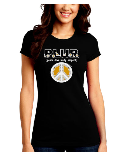 PLUR Daisies Juniors Crew Dark T-Shirt-T-Shirts Juniors Tops-TooLoud-Black-Juniors Fitted Small-Davson Sales