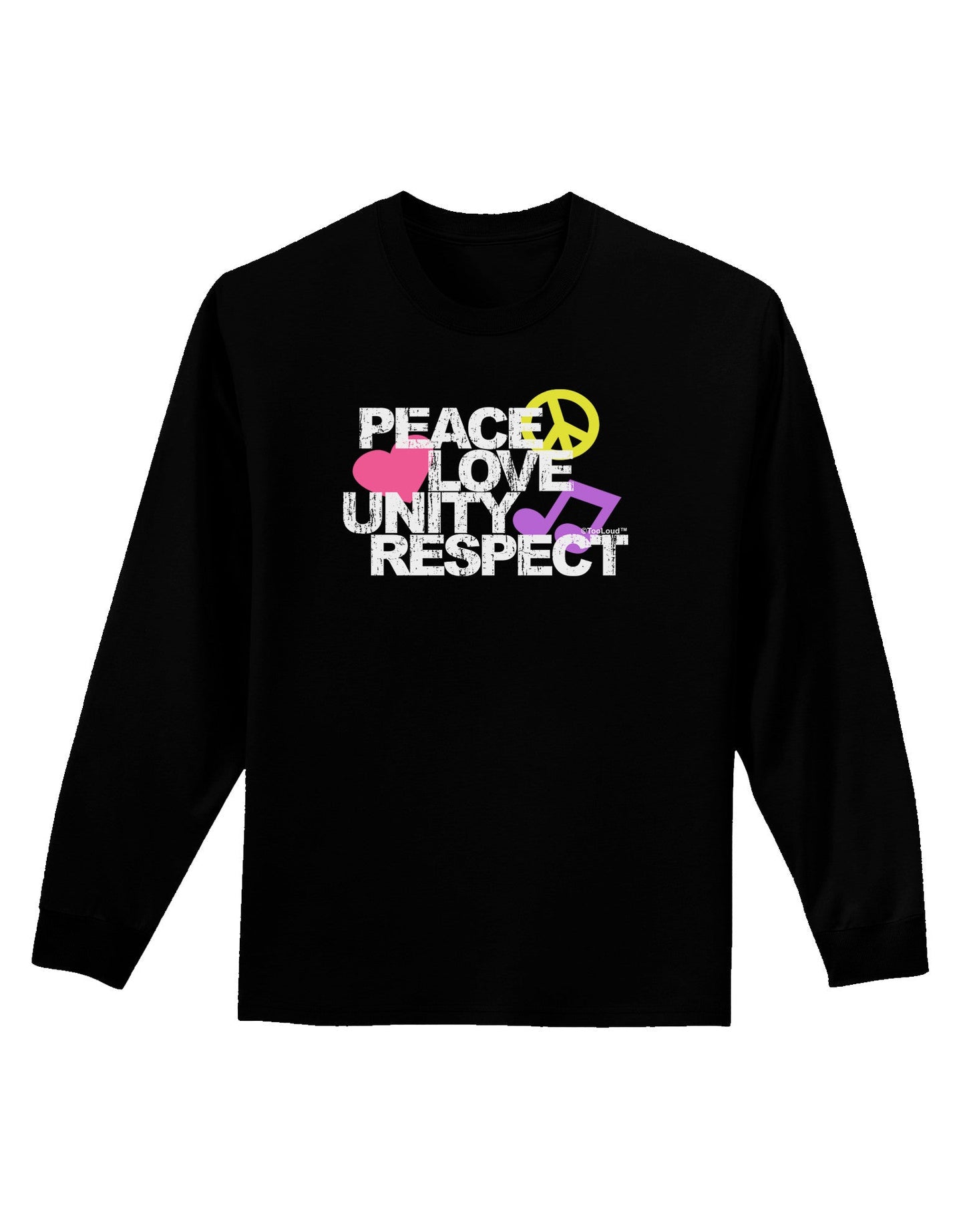 PLUR Distressed Text Adult Long Sleeve Dark T-Shirt-TooLoud-Black-Small-Davson Sales