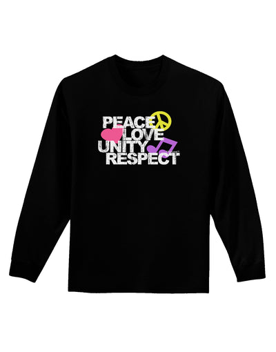 PLUR Distressed Text Adult Long Sleeve Dark T-Shirt-TooLoud-Black-Small-Davson Sales