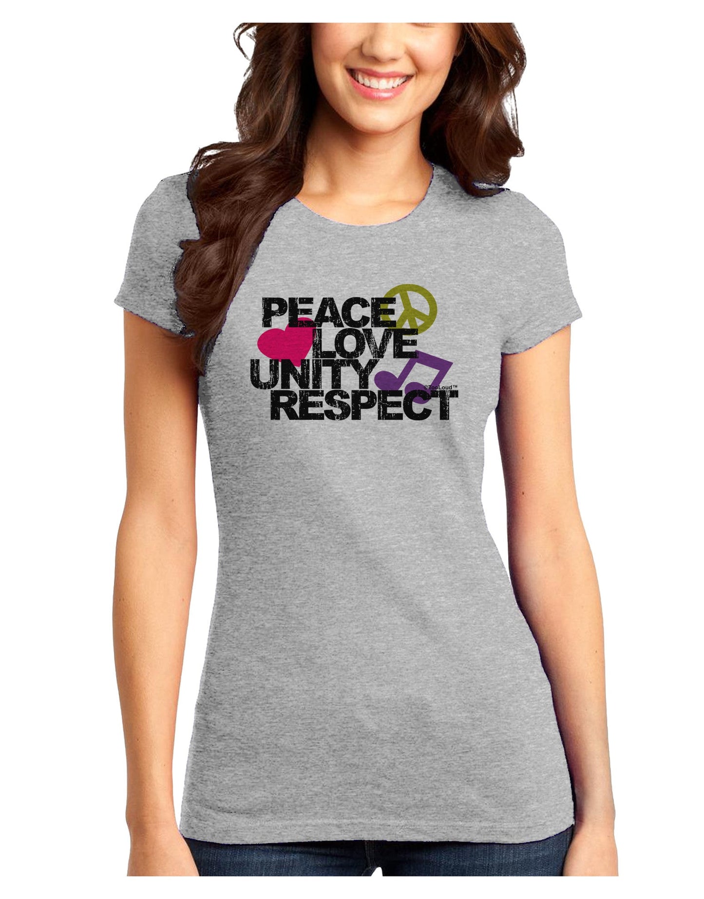 PLUR Distressed Text Juniors T-Shirt-Womens Juniors T-Shirt-TooLoud-Ash-Gray-Juniors Fitted X-Small-Davson Sales