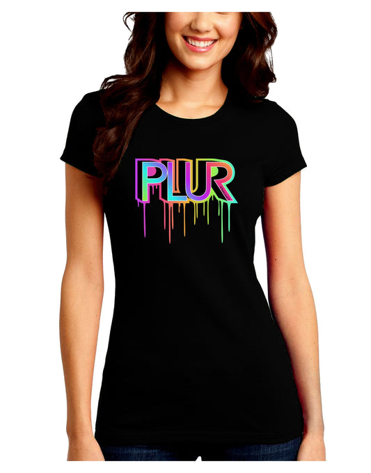 PLUR Paint Juniors Petite Crew Dark T-Shirt-T-Shirts Juniors Tops-TooLoud-Black-Juniors Fitted Small-Davson Sales