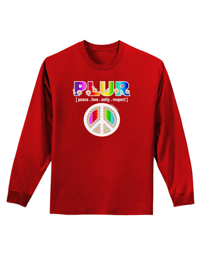 PLUR Rainbow Adult Long Sleeve Dark T-Shirt-TooLoud-Red-Small-Davson Sales