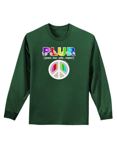 PLUR Rainbow Adult Long Sleeve Dark T-Shirt-TooLoud-Dark-Green-Small-Davson Sales