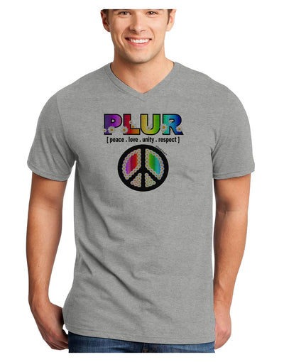 PLUR Rainbow Adult V-Neck T-shirt-Mens V-Neck T-Shirt-TooLoud-HeatherGray-Small-Davson Sales