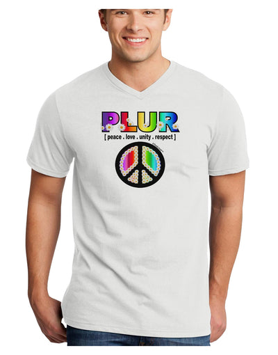 PLUR Rainbow Adult V-Neck T-shirt-Mens V-Neck T-Shirt-TooLoud-White-Small-Davson Sales