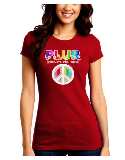 PLUR Rainbow Juniors Crew Dark T-Shirt-T-Shirts Juniors Tops-TooLoud-Red-Juniors Fitted Small-Davson Sales